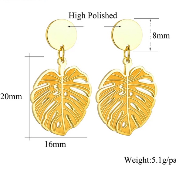 Gold plated earrings leaf 🍁 earrings - Picture 4 of 5